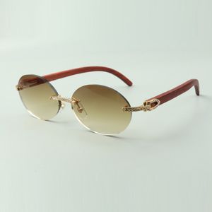 Kleine Diamant-Sonnenbrille 8100903-B mit originalen Holzbügeln und ovalen 58-mm-Gläsern