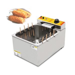 Fritadeira automática comercial 12L para cachorro-quente de queijo Fritadeira coreana para cachorro-quente Fritadeira elétrica para lanches