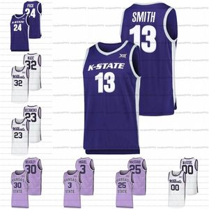 CEOA3740 Men Youth Custom Kansas State Wildcats Jersey NCAA College Basketball Mark Smith Dean Wade Beasley Markquis Nowell Mitch Richmond Selton