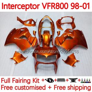 ホンダインターセプターVFR800R VFR 800RR 800 CC RR 98-01ボディのボディワーク122NO.5 VFR800RR 800CC VFR800 98 99 00 01 VFR-800 RR 1998 1999 2000 2001フェアリングキットオールオレンジ