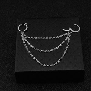 Dangle & Chandelier Jewelry Korean Hip Hop Titanium Steel Chain Threader Drop Cuff Earrings UnisexDangle