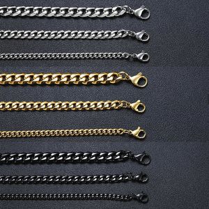 Men Simple mm roestvrijstalen Cuban Link ketting kettingen voor mannelijke sieraden vaste zwarte goudkleurgeschenken Miami Curb