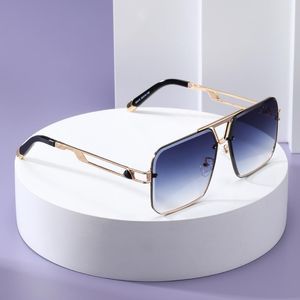 Sunglasses Square Frame Eyewear Cut Edge Gradient For Men Metal Hollowed out Mirror Leg Driving Steampunk Travel Glasses Women