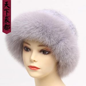 Ball Caps Real Mongolian Hat Lady 100% Natural Fur& Hats Knitted Warm Genuine Luxurious CapBall BallBall