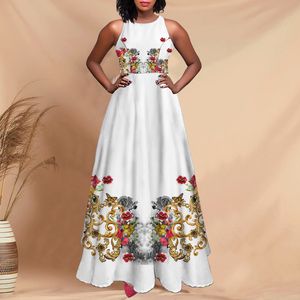 NoisyDesigns Vintage Summer Women's Backless Dress White Golden Floral Evening Party Fashion Lady Luxury Red Boho Sundress 220627