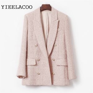 High-end custom sequined lotus root pink small fragrant t jacket, ladies' blouse, suit jacket, women's top 220511