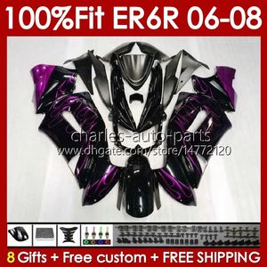 OEM Fairings Zestaw dla Kawasaki Ninja ER6 650 R ER 6 F 650R ER6F 06 07 08 Body 139NO.63 650-R ER 6F ER-6F 2006 2008 2008 650r-ER6F 06-08 Otrzymanie pleśni Bodowar