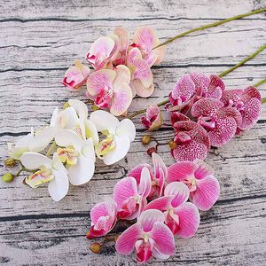 6 Köpfe gefälschte 3D-Phalaenopsis-Blumen, weiße Seidenorchidee, Weihnachtsdekoration für Neujahr, Zuhause, Vasen, Hochzeit, künstliche Pflanzen, Blumen