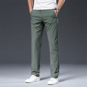 Browon Male Byxor Sommar Nylon Solid Färg Straight Mid Loose Full Length Smart Casual Pants Arbete 220325