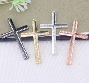 Pendanthalsband 10st Micro Pave Cross Pärlor Metal Copper Cubic Zirconia For Jewelry Necklace Making Pendant