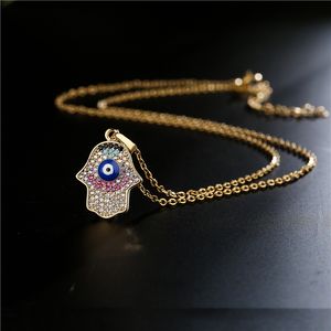 High Quality Blue Evil Eye Pendant Necklace 18K Gold Plated Copper Necklaces