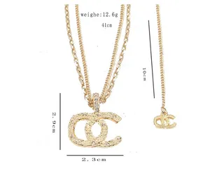 2color High Quality Brand Desinger Letter Pendant Necklaces Fashion Men Women Collarbone Chain Simple Wedding Jewelry Gift