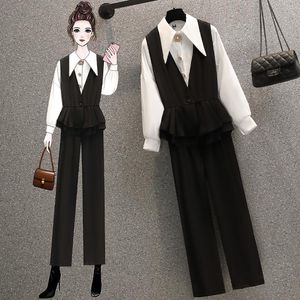 Kadınların İki Parçası Pack Şık Kadınlar Zarif Ofis Takımları Nokta Yakası Takım Yelek Resmi Kırış Korse Takım Kıyafetleri