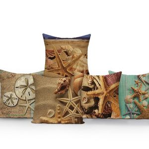 Cushion/Decorative Pillow Mediterranean Ocean Shell Starfish Cushion Cover Home Decor Sea Beach Style Cases Bedroom Sofa