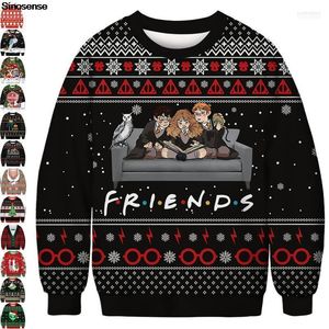 メンズセーター醜いクリスマスセーター3D面白いプリントジャンパートップメンズ女性秋の長袖クルーネックホリデーパーティークリスマススウェットシャツPerf22