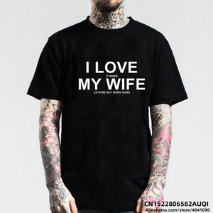 As camisetas masculinas adoram isso com minha esposa, algodão, impressão de algodão, camiseta de verão, presente engraçado para o marido, incrível, pai pai de Daymen's