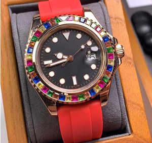 Candy Color Diamond Mens Watch Automatic Mechanical Watches 40mm Ladies Wristwatches Stainless Steel Strap Mineral Super Strong Glass Montre de Luxe W237