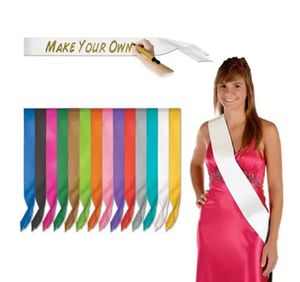 Blank Sashes Shoulder Decoration Strap For Lady Hen Party Celebration DIY Wedding Favor Satin Sash Bachelorette Get Together Supplies 156*9.5cm PRO232