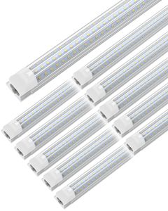 Jesled T8 LED -rör Light D -formade 8ft 90W Dagsljus Vitt transparent omslagsbutik Garage Office Lights 6 Packs