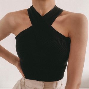 Summer Women Tops Cross Straps Cropped Tank Tops Casual Soft Comfortable Sexy Chic Lady Woman Clothes 220331