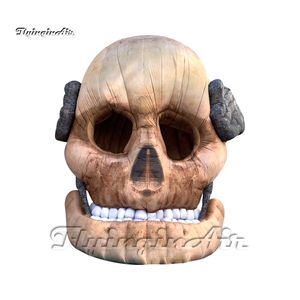 Huge Hanging Inflatable Skull Mask Model Outdoor Halloween Decorations 6m Air Blow Up Monster Head For Club Party And Building Wall Decoration