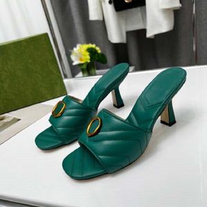 Classic Fashion Slides Sandals Lady Summer Sandals Designer Metal Buckle Large Size Leather Thick Bottom High Heeled Women Shoe Bagshoe1978 4-1