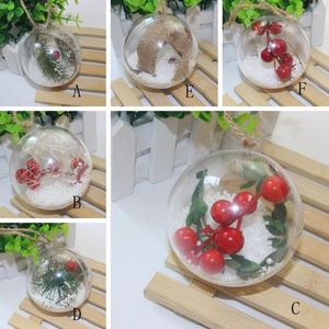 Decorazione per feste da 8 cm a sfera trasparente aperta in plastica trasparente ornamento natalizio pacchetto regalo a sospensione per pendenti fornitureparty