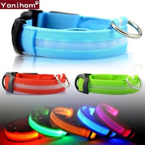 Nylon liderado para cães de estimação de cães de estimação night night piscando brilho no cão escuro cães cães colares fluorescentes luminosos para cães pequenos gatos 220610