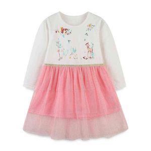 Metri da salto Principessa Abiti da festa per ragazze con stampa di cartoni animati Autunno Primavera Costume per bambini Vendita calda Vestito da compleanno Bambino G220428