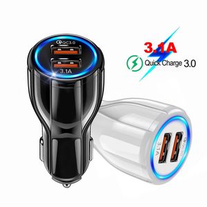 Wholesale cigarette lighter chargers usb for sale - Group buy Dual USB Car Charger LED QC3 A Fast Charging Plug Mobile Phone Charge Cars Chargers Adapter Quick For iPhone x Samsung Xiaomi Huawei Display cigarette lighter