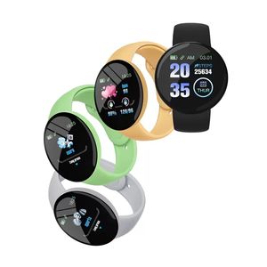 Yeni D18 Macaron Akıllı Saatler 1.44 inç DIY Fotoğraf Bluetooth Müzik Kontrol Fitness Tracker Mesajı İtme Erkek Kadınlar Akıllı İzle