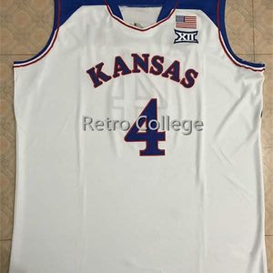 SJZL98＃4 Devonte Graham Kansas Jayhawks Ku Throwback College Basketball Jersey Embroidery Stitchesカスタマイズ