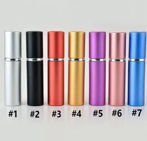 5 ml tom parfymflaska 7 färger påfyllningsbar flaska aluminium spray atomizer flaskor bärbar resenär pump sprut kosmetiska behållare stöder 200 st dap478