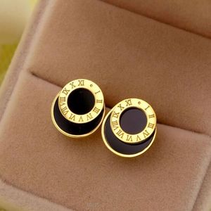 Gold Color Top Quality Women Fashion Jewelry Designer Stud Titanium Steel Drop Black Oil Love Luxury Earring For Lady Party Gifts