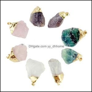 Pendant Necklaces Natural Stone Necklace Water Drop Purple Yellow Rose Quartz Healing Crystals Yydhhome Delivery 2021 Jewelry Yydhhome Dhw1A