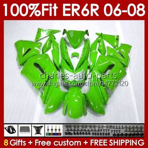 OEM Fairings Kit för Kawasaki Ninja ER6 650 R ER 6 F 650R ER6F 06 07 08 BODY 139NO.88 650-R ER 6F ER-6F 2006 2007 2008 650R-ER6F 06-08 Injektion Mögelkroppsgrön Stock