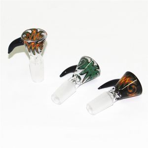 14mm and 18mm glass bowls male joint Hookahs Handle Beautiful Slide bowl piece smoking For Bongs Water Pipes