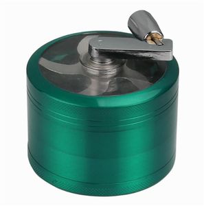 2021 Herb Smoking Grinder 63mm/50mm Liga de zinco de quatro camadas de zinco Multicolor Rocker Grinder, Conjunto de triturador de cigarros com manivela à mão