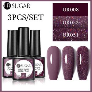 NXY unha gel 2 3 pcs polonês conjunto nu pink glitter lantejoulas longa base de última geração design híbrido 0328