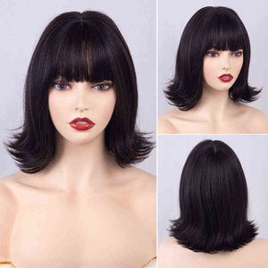 Nxy Wigs Piaoyun Synthetic Soft Black Short Straight Toopee Natural Health Heat Resistant Fashion Daily Wear Inspires for Women 220528