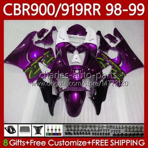 Kit de feiras para Honda CBR 919RR 900RR 900CC 919CC CBR919 CBR900 RR CBR919RR 98 99 Corpo 127No.70 CBR 900 919 New Purple RR CC 1998 1999 CBR900RR 1998-1999 OEM Bodywork