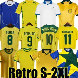 Jerseys de futebol Brasil 2002 19 camisas retrô Carlos Romario Ronaldo Ronaldinho Camisa de Futebol 1957 85 88 91 93 94 Brasils 04 06
