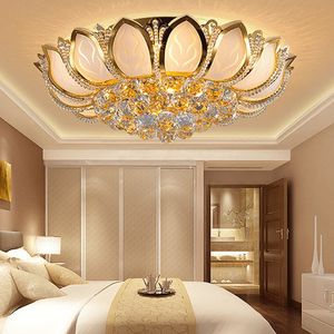 Americn Modern Crystal Ceiling Lights Fixture European Classic Lotus Flower Ceiling Lamps LED 3 White Light Dimmable Diameter100cm Bedroom Living Room Lamp