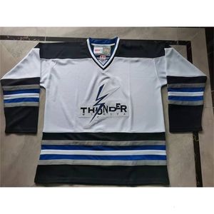 NC01 Custom Hockey Jersey Homens Youth Women Vintage Echl Wichita Thunder Rare High School Size S-6xl ou qualquer nome e número Jersey