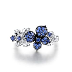Anel de flor azul para mulheres para mulheres anel de cor prateada de fêmeas ANEL JEWELRY ACESSÓRIOS PARTE GRESTSCLUSTER