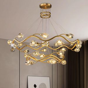 Lustres de luxo lustre de cristal brilhante lustre de hóspedes de hóspedes cozinha amarela de bulbo g9 iluminação interior