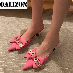 Slipper Be Toe Crystal Thick Women Bow Sandal Summer New 2022 Designer Luxury Pump Heel Shoe Party Ladie Slide 220622