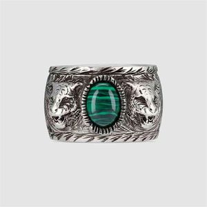 G UCCI High end biżuteria Mężczyźni i kobiety Thai Silver Użyte tygrysa Turquoise Ring Pierścień Walentynki Prezent Prosty biżuteria s