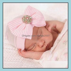 Nyfödd sjukhus hatt spädbarn baby knit lock med stor båge mjuk söt knut plantskola beanie droppe leverans hattar halsdukar sätter halsduk handske hatt