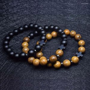 Beaded Strands Handmade 10mm Natural Stone Beads Bracelets Ten Cross Bracelet Mens Jewellery Friends Gift Pulsera Hombre Men Jewelry Inte22